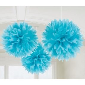 Világoskék pompom dekoráció 40 cm