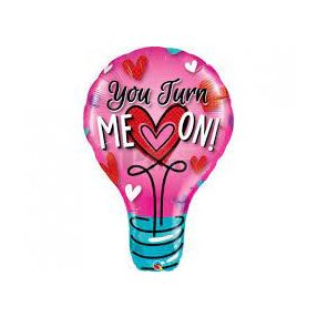   You turn me on - Beindítasz szívecskés villanykörte fólia lufi 102 cm