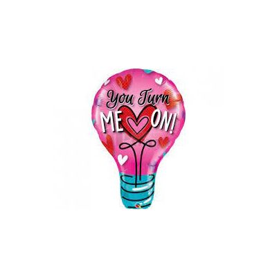   You turn me on - Beindítasz szívecskés villanykörte fólia lufi 102 cm