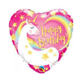 Happy Birthday egyszarvú szív fólia lufi