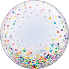 Színes konfetti mintás deco Bubbles lufi 61 cm