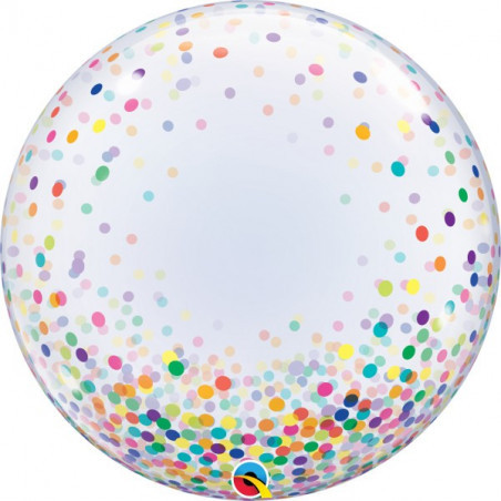Színes konfetti mintás deco Bubbles lufi 61 cm