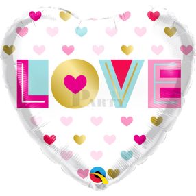 Fehér szíves Love fólia lufi 46cm