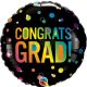 Congrats GRAD fekete színes pöttyös fólia lufi 45 cm 
