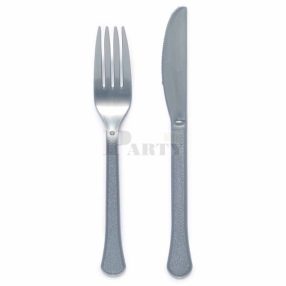 Műanyag kés és villa szett-  újrahasznosított