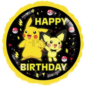 Happy Birthday Pokémon- Pikachu fólia lufi 43cm