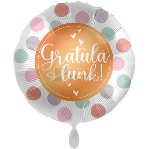 Gratulánunk pöttyös fólia lufi 45 cm