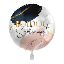 Boldog Születésnapot arany fekete márvány fólia lufi 43 cm