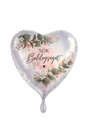 Sok Boldogságot esküvői fólia lufi szív 45 cm