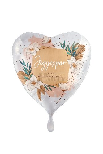 Jegyespár fólia lufi lufi virágokkal 45 cm