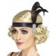 20-as Évek Charleston fekete fejpánt tollakkal és kövekkel