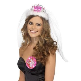 Lánybucsú Bride to be tiara fehér fátyollal 