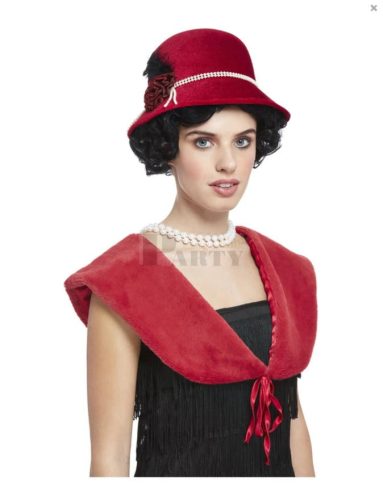 20-as Évek kalap és stóla szett bordó