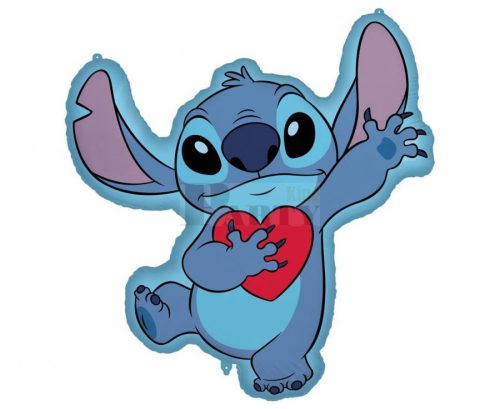 Stitch szivvel nagy forma lufi 75*86 cm