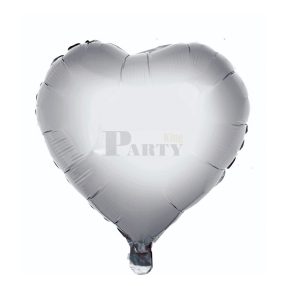 Fényes ezüst szív fólia lufi 37cm