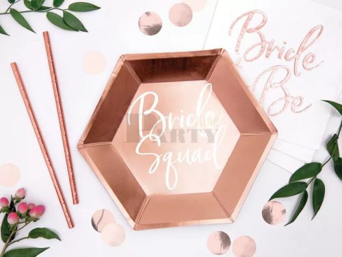 Tányér Bride squad 6 db-os  hatszög rosegold