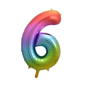 6-os szivárvány szám fólia lufi 85 cm