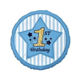 1st Birthday fólia lufi 36 cm kék