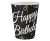 Happy Birthday papírpohár fekete szerpentines 6 db 250 ml