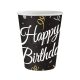 Happy Birthday papírpohár fekete szerpentines 6 db 250 ml