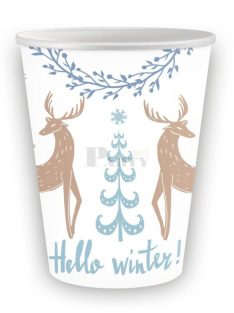   "Hello Winter" rénszarvasos karácsonyi papírpohár 6 db-os csomag