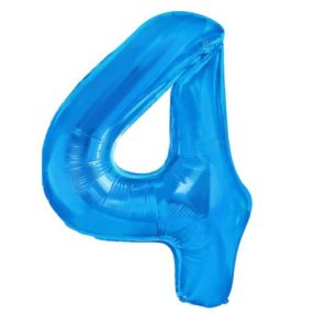 4-es kék szám fólia lufi 100 cm