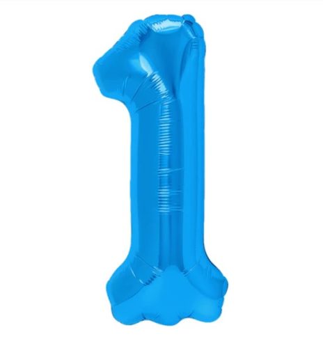 1-es kék szám fólia lufi 100 cm
