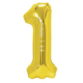 1-es szám arany fólia lufi 100 cm