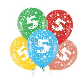 5. születésnapi színes gumi lufi csomag 30cm