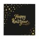 Happy New Year fekete-arany szalvéta