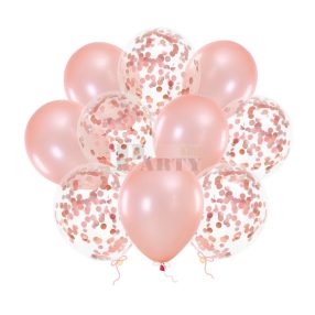 Rosegold és konfettis gumi lufi csomag