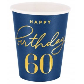 Happy Birthday 60 sötétkék papírpohár