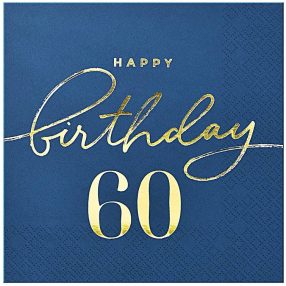 Happy Birthday 60 sötétkék szalvéta 