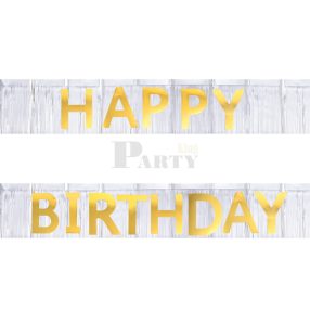 Happy Birthday arany-ezüst füzér 200x18 cm