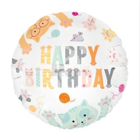 Happy Birthday cicás születésnapi fólia lufi 45 cm