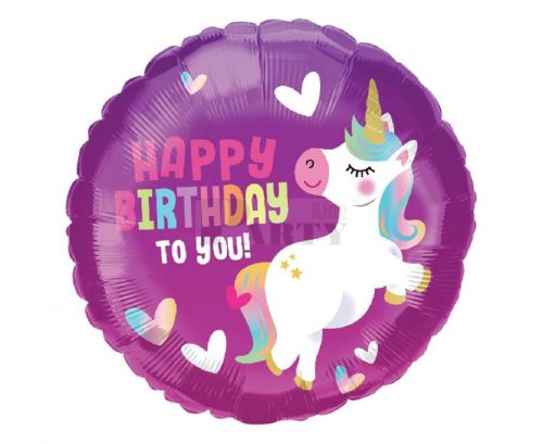 Happy Birthday Unikornisos fólia lufi 45 cm 