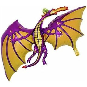 Lila sárkány fólia lufi 90 cm
