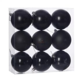 Karácsonyfadísz - fekete 6 cm 12 db fényes/matt
