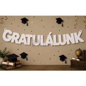 GRATULÁLUNK felirat fehér
