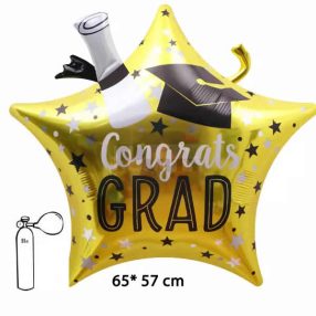   Fólialufi Ballagásra vagy diplomaosztóra csillag forma 63cm 