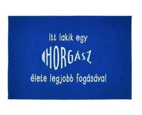 Itt lakik egy horgász... kék lábtörlő