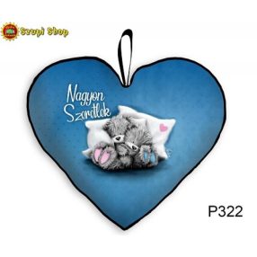 Nagyon szeretlek kék macis párna 20 cm