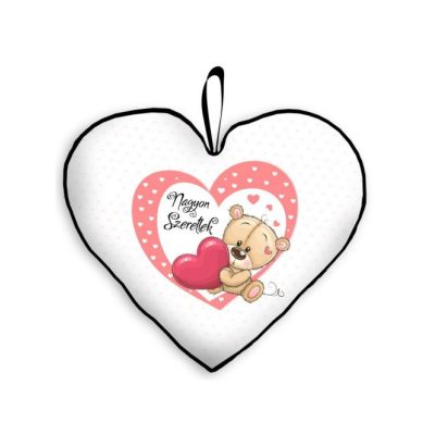 Nagyon szeretlek macis szív alakú párna 20 cm