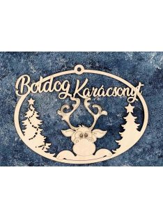 Ajtódísz Boldog Karácsonyt rénszarvas 