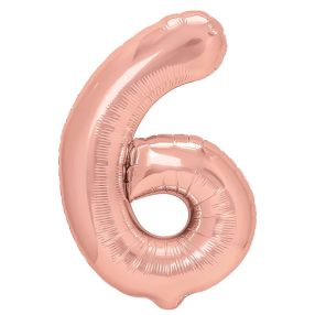 6-os  rose gold szám fólia lufi 100 cm