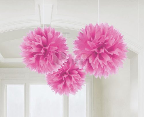 Pink pompom gömb dekoráció 25cm