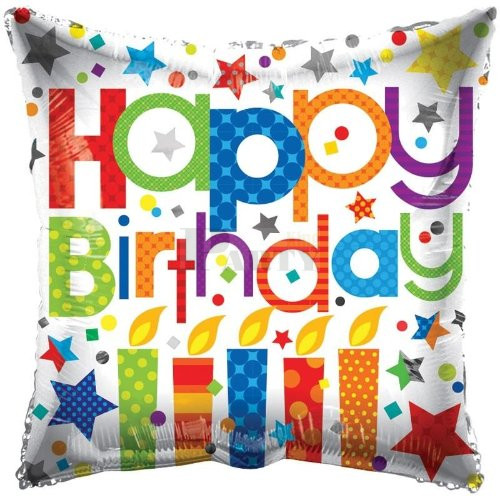 Happy Birthday gyertyás párna fólia lufi 45 cm