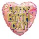 Happy Birthday  rosegold szív fólia lufi 45 cm