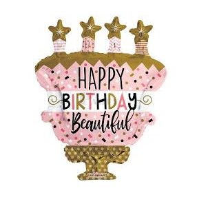 Happy Birthday rosegold torta 91 cm