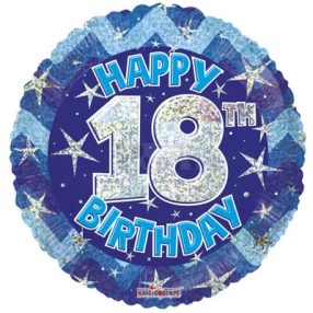 18-as kék fólia lufi 45 cm